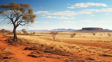 Fotobehang Warm oranje arid australian outback remote illustration dry land, nature outdoor, travel tourism arid australian outback remote