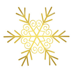 Set of Golden Snowflakes. Christmas digital design, hand-drawing. Suitable for creating cards, packaging, web design and prints for different surfaces.