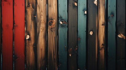 Fototapeta premium Red, Black and Green wooden fence.