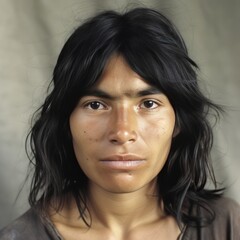 Neanderthal woman in period dress - obrazy, fototapety, plakaty