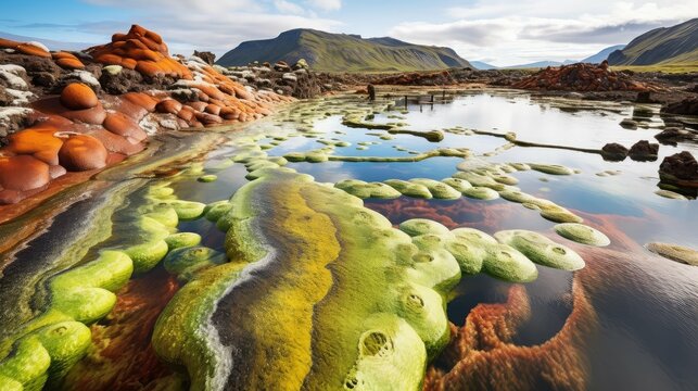 travel volcanic algae blooms illustration landscape ocean, island atlantic, beautiful beach travel volcanic algae blooms 54