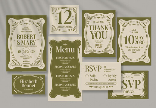 Cream Olive Modern Classic Wedding Suite