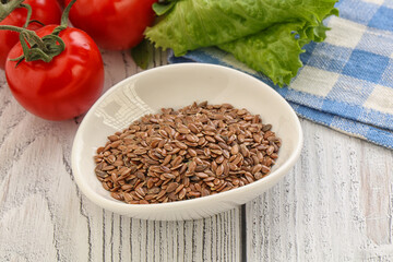 Dry Raw flax seed in the bowl