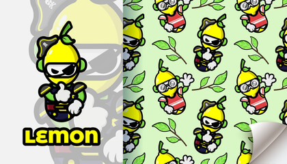 Cute lemon cartoon seamless pattern