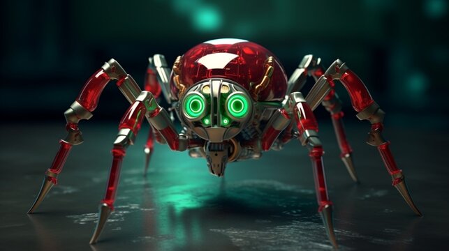 red and green humanoid spider fantasy style Generative Ai