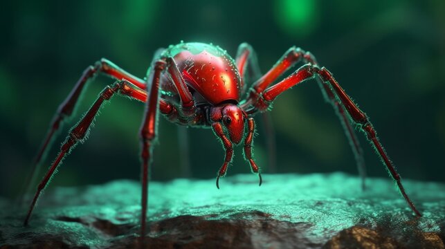 red and green humanoid spider fantasy style Generative Ai