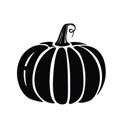 Vector Silhouette Hand drawn Halloween pumpkin Isolated on white background minimal style pumpkin icon in flat style illustration Vegetable Fall Farm gardening cooking and halloween holiday design.