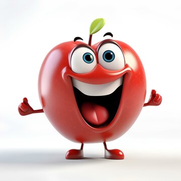 3D cartoon apple fruit character