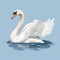 Striking Flat Color Illustration of a Swan with Depth Shadowing
