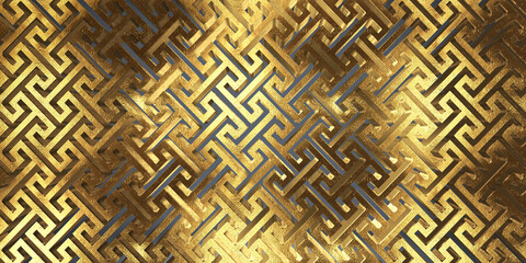 Gold and Black color seamless geometric pattern background with Golden effect