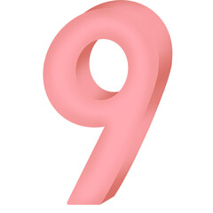 3D PINK NUMBER 9