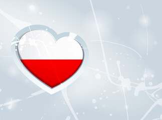 Poland Flag in the form of a 3D heart and abstract paint spots background - 649868060