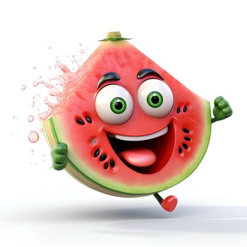 Watermelon fruit 3D cartoon character