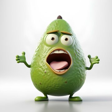 Avocado fruit 3D cartoon character
