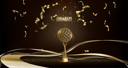 Golden Award Background. Black Gold Business Style Champion Award Poster.