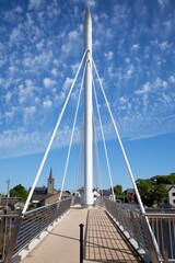 Fototapeta premium Detail Of New Modern Pedestrian Bridge; Ballina, County Mayo, Ireland