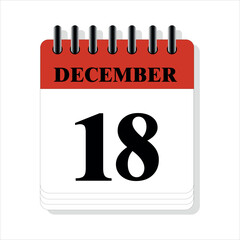 December 18 calendar date design