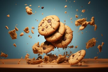 Satisfying Chocolate chip cookies. Food sweet. Generate Ai - Powered by Adobe