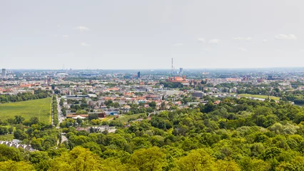 Fotobehang Krakow city in Poland seen from the Kościuszko lookout hill © Photofex