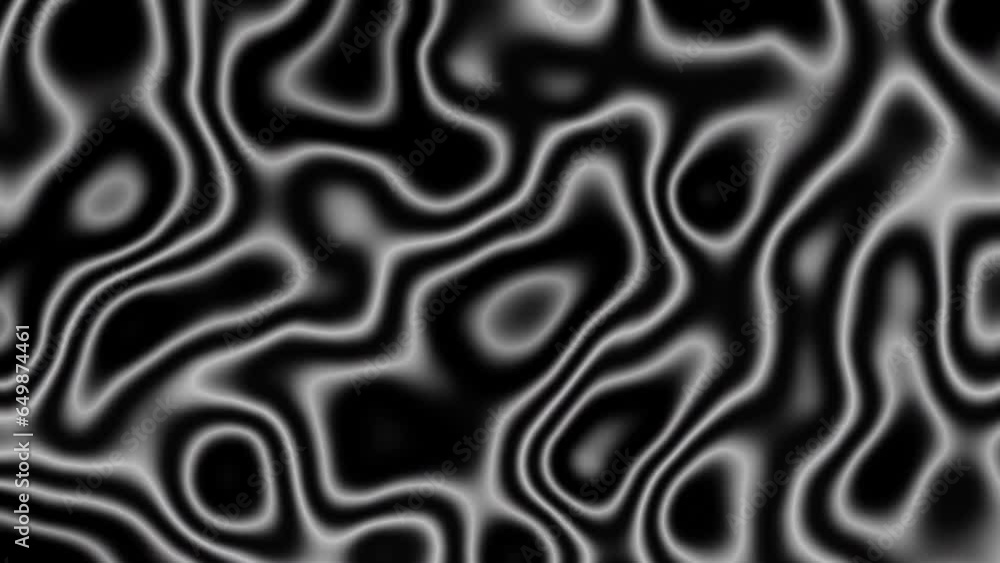Poster seamless abstract psychedelic wavy background for loop playback. 4k video. abstract monochrome backg