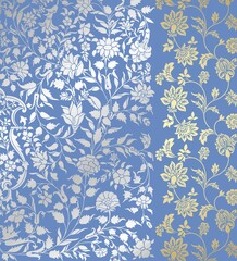 wedding card design, traditional paisley floral pattern , royal India	