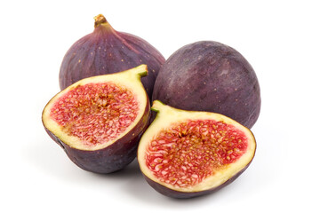 Fresh juicy figs, tropical fruits, isolated on white background.