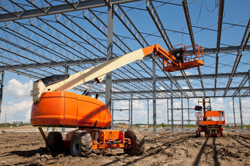 Lift Truck Used For Steel Structure In Building Construction; Edmonton, Alberta, Canada