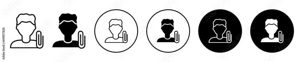 Poster attach resume icon. upload user biodata or cv document paper online symbol. applicant person form at