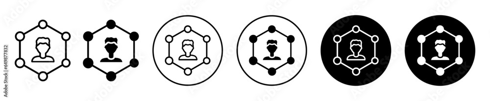 Poster business network icon. user connection networking community symbol set. customer communication cycle