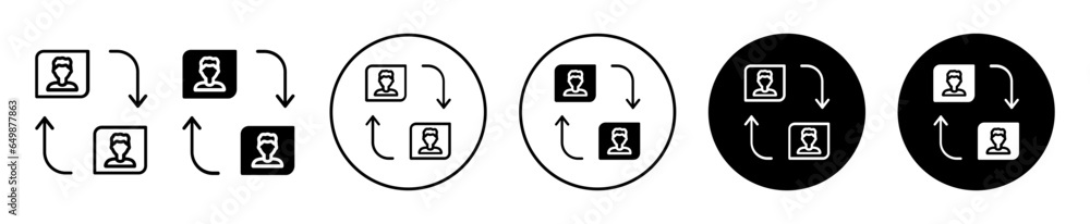 Aufkleber peer to peer icon. people connection network peer marketing symbol set. group share collaboration li