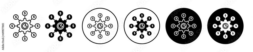 Aufkleber business model icon. company money management model symbol set. business finance allocation system n
