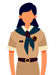 Fototapeta premium Girl scout flat style vector illustration, Brownie Guide, Girl Guide or Girl Scout, Ranger Guide flat style stock vector image