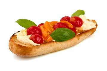 Traditional Bruschetta, isolated on white background. High resolution image.