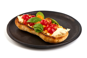 Spanish Tapas and Pinchos with mascarpone cheese, isolated on white background. High resolution image.