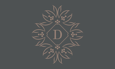 Vintage emblem. Letter D logo template. Vector monogram