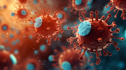 3d illustration_of cancer cells virus geometric