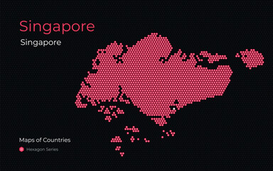 Republic of Singapore, creative vector  map. Maps of Countries. Singapore, Hexagon Series.