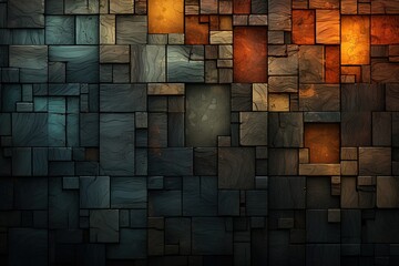 Cubism Unleashed Qubic Block Housewall Fantasy Abstract Architecture Colorful Qubic Block Design - obrazy, fototapety, plakaty