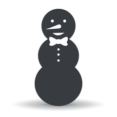 Snowman. Black silhouette. Vector on white background.