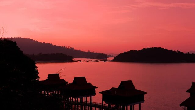 beautiful sunset over the calm ocean in Langkawi