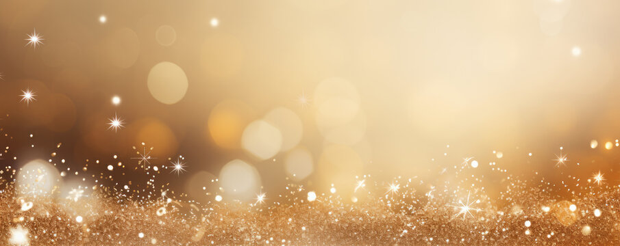 Christmas background. Blurred golden holiday background.