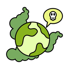 colorful polluted world icon on white background, icon design for apps, presentation, banner, sign, symbol, logo. Artificial intelligence icon concept. vector illustration.