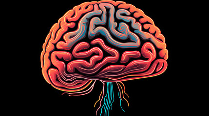 3D Illustration of human brain nerve tracts generativ ai