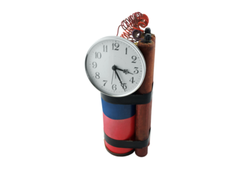 Vintage prop time bomb isolated with cut out background.  