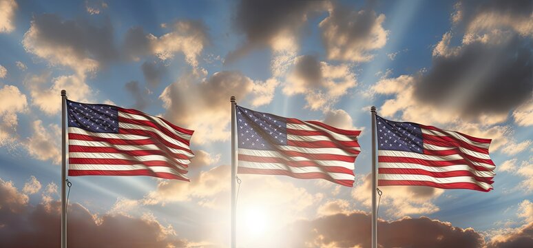 american flags against the sky Generative AI