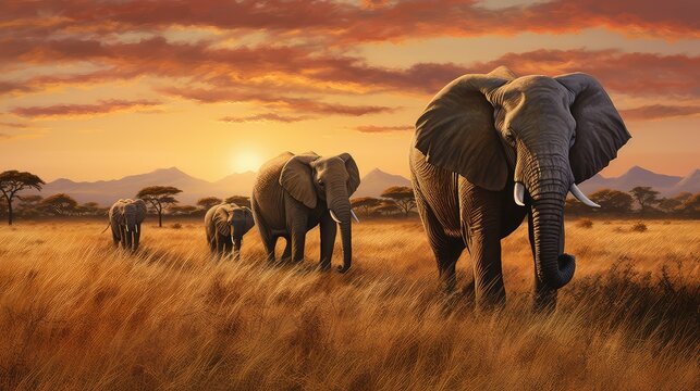 travel savannah elephant herd illustration park nature, wilderness african, national family travel savannah elephant herd