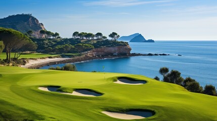 vacation spanish coastal golf illustration spain sky, travel sport, coast course vacation spanish...