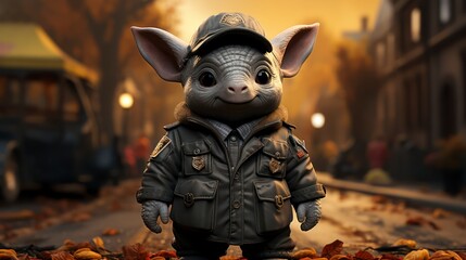 A tiny cute rhino police officer, claymation style
