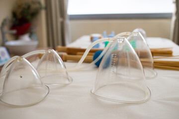 Vacuum massage cups are ready for use