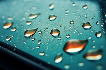 Cool Water rain droplets car window. Wet texture. Generate Ai